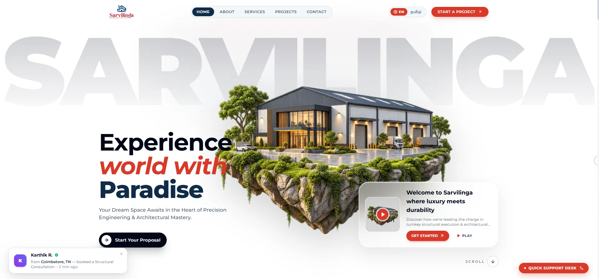 Sarvilinga Builders Full Stack Construction Web Application by Nagarajan